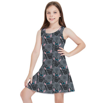 Girls Sleeveless Dress - Superhero Stitch - Black Panther