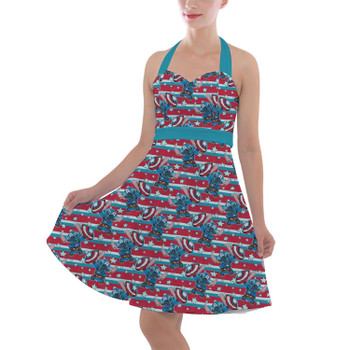 Halter Vintage Style Dress - Superhero Stitch - Captain America