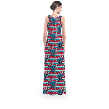 Flared Maxi Dress - Superhero Stitch - Captain America