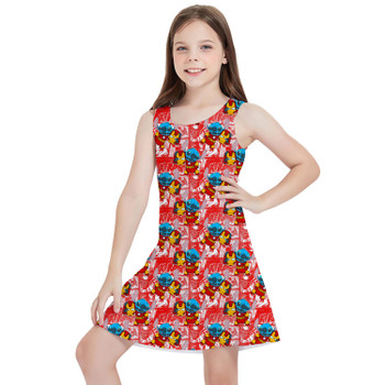 Girls Sleeveless Dress - Superhero Stitch - Ironman