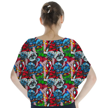 Batwing Chiffon Top - Superhero Stitch - All Heroes Stacked