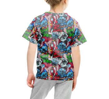 Youth Cotton Blend T-Shirt - Superhero Stitch - All Heroes Stacked