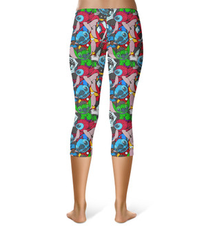 Sport Capri Leggings - Superhero Stitch - All Heroes Stacked