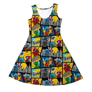 Girls Sleeveless Dress - Superhero Stitch - Comic Book