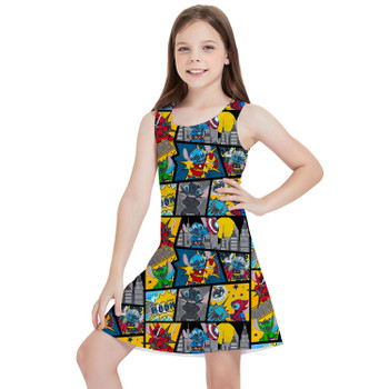 Girls Sleeveless Dress - Superhero Stitch - Comic Book