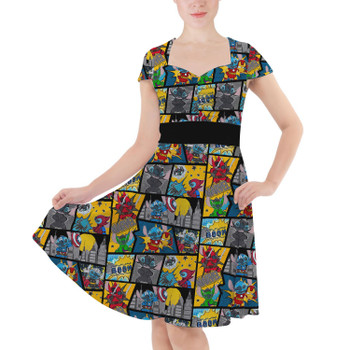 Sweetheart Midi Dress - Superhero Stitch - Comic Book