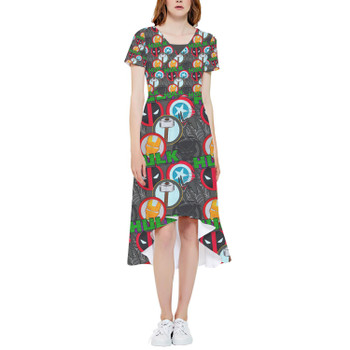 High Low Midi Dress - Superhero Stitch - Superhero Badges