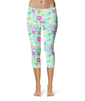 Sport Capri Leggings - Neon Spring Floral Mickey & Friends