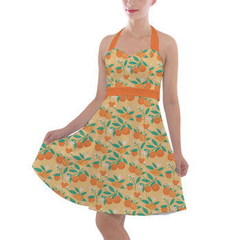 Halter Vintage Style Dress - Hidden Mickey Oranges