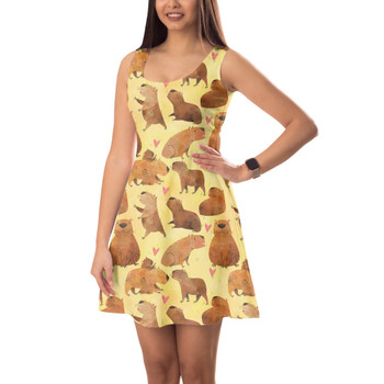 Sleeveless Flared Dress - Capybara Love