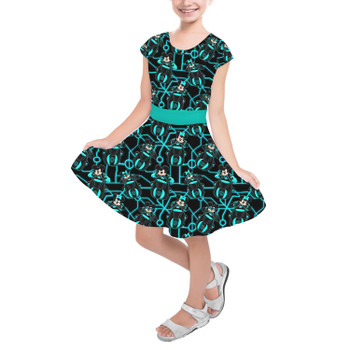 Girls Short Sleeve Skater Dress - Tron