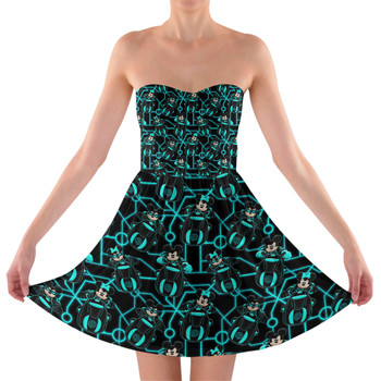 Sweetheart Strapless Skater Dress - Tron