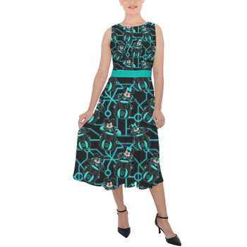 Belted Chiffon Midi Dress - Tron