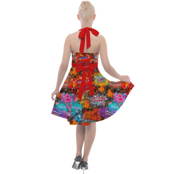 Halter Vintage Style Dress - Watercolor Pixar Cars