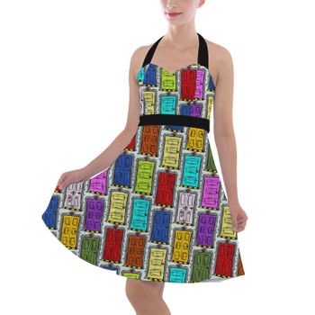 Halter Vintage Style Dress - Scare Floor Doors