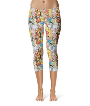 Sport Capri Leggings - Sketched Pooh Characters