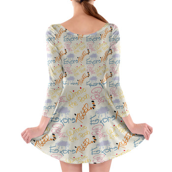 Longsleeve Skater Dress - Sketched Pooh Autographs