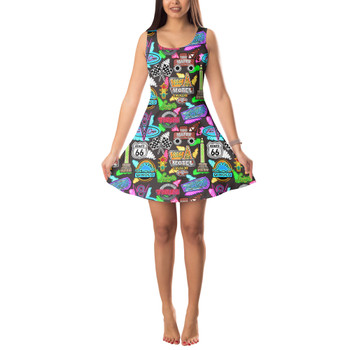 Sleeveless Flared Dress - Neon Radiator Springs