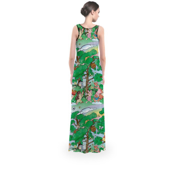 Flared Maxi Dress - Sketched Pooh Parade