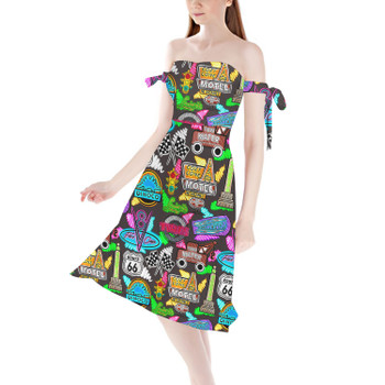 Strapless Bardot Midi Dress - Neon Radiator Springs