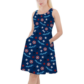 Skater Dress with Pockets - American Superhero