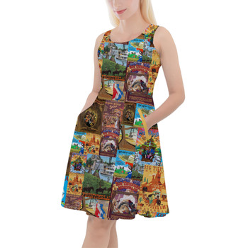 Skater Dress with Pockets - Frontierland Vintage Attraction Posters