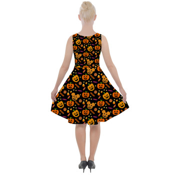 Skater Dress with Pockets - Halloween Mickey Pumpkins