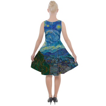 Skater Dress with Pockets - Van Gogh Starry Night