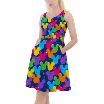 Skater Dress with Pockets - Mickey Ears Balloons Disney Inspired