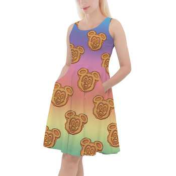 Skater Dress with Pockets - Mickey Waffles Rainbow