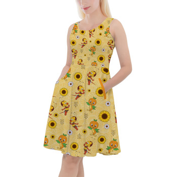 Skater Dress with Pockets - Spike The Bee and Orange Bird