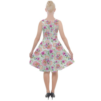 Skater Dress with Pockets - Peachy Floral Minnie Ears