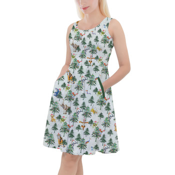 Skater Dress with Pockets - Christmas Disney Forest