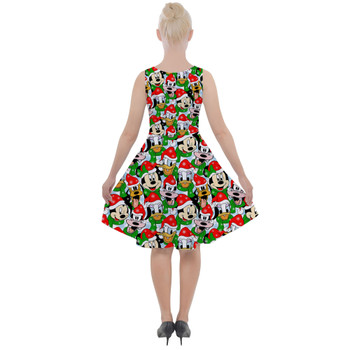 Skater Dress with Pockets - Mickey & Friends Santa Hats