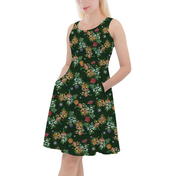 Skater Dress with Pockets - A Baby Groot Christmas