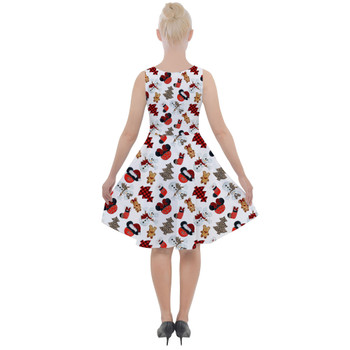 Skater Dress with Pockets - Buffalo Plaid Mouse Ears Christmas