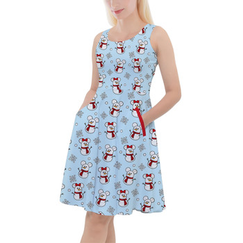 Skater Dress with Pockets - Mickey & Minnie Snowmen