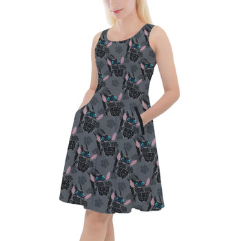 Skater Dress with Pockets - Superhero Stitch - Black Panther