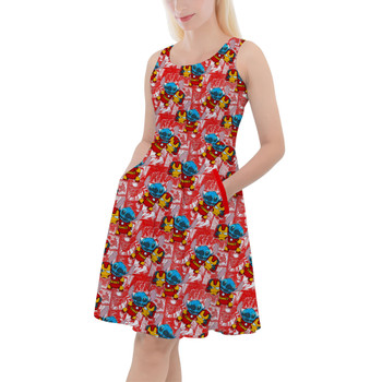 Skater Dress with Pockets - Superhero Stitch - Ironman