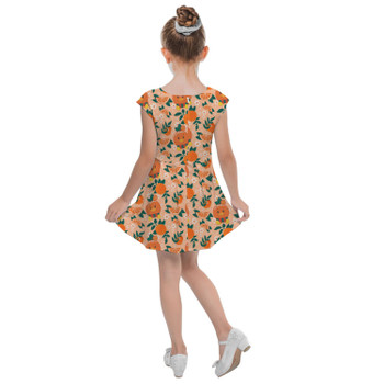 Girls Cap Sleeve Pleated Dress - Orange Bird Munchlings