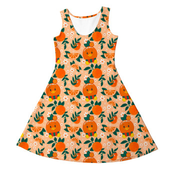 Girls Sleeveless Dress - Orange Bird Munchlings