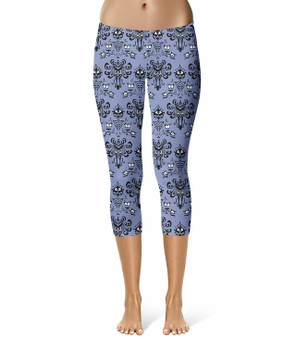 Sport Leggings - L - Haunted Mansion Wallpaper - Capri length - READY TO SHIP