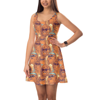 Sleeveless Flared Dress - Retro Chewbacca Summer Vibes