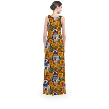 Flared Maxi Dress - Retro Floral R2D2 Droid