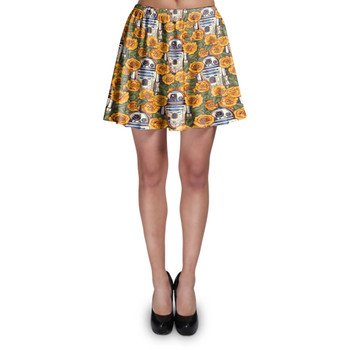 Skater Skirt - Retro Floral R2D2 Droid