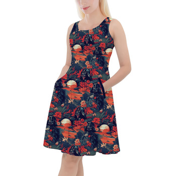 Skater Dress with Pockets - Hawaiian Darth Vader