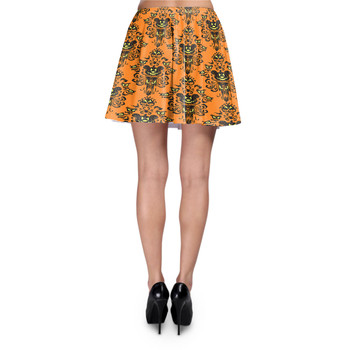 Skater Skirt - Haunted Halloween Mansion Wallpaper