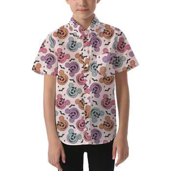 Kids' Button Down Short Sleeve Shirt - Playful Pumpkins