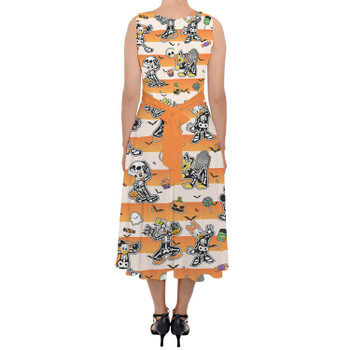 Belted Chiffon Midi Dress - Skeleton Dress Up Fun