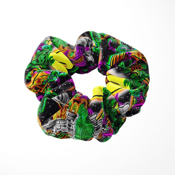 Velvet Scrunchie - Neon Halloween Nightmare